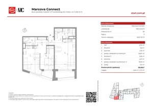 3 pokoje, mieszkanie 80,50 m², piętro 3, oferta nr 15/65, Marcova Connect, Kraków, Podgórze Duchackie, Wola Duchacka, ul. Marcowa