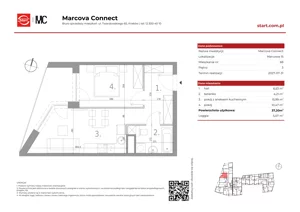 2 pokoje, mieszkanie 37,20 m², piętro 3, oferta nr 15/68, Marcova Connect, Kraków, Podgórze Duchackie, Wola Duchacka, ul. Marcowa