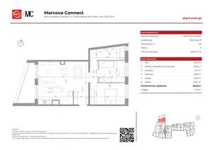 3 pokoje, mieszkanie 65,97 m², piętro 3, oferta nr 15/69, Marcova Connect, Kraków, Podgórze Duchackie, Wola Duchacka, ul. Marcowa