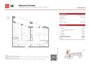 3 pokoje, mieszkanie 65,64 m², piętro 5, oferta nr 15/78, Marcova Connect, Kraków, Podgórze Duchackie, Wola Duchacka, ul. Marcowa