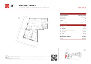3 pokoje, mieszkanie 72,04 m², piętro 6, oferta nr 15/81, Marcova Connect, Kraków, Podgórze Duchackie, Wola Duchacka, ul. Marcowa