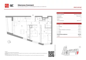 3 pokoje, mieszkanie 61,47 m², piętro 2, oferta nr 15/9, Marcova Connect, Kraków, Podgórze Duchackie, Wola Duchacka, ul. Marcowa