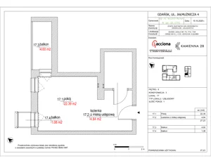 1 pokój, apartament inwestycyjny 27,23 m², piętro 2, oferta nr 4.17, Kamienna 28 - apartamenty inwestycyjne, Gdańsk, Śródmieście, Dolne Miasto, ul. Jałmużnicza 4