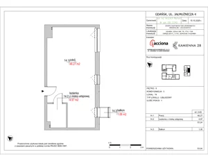 1 pokój, apartament inwestycyjny 53,24 m², piętro 2, oferta nr 4.14, Kamienna 28 - apartamenty inwestycyjne, Gdańsk, Śródmieście, Dolne Miasto, ul. Jałmużnicza 4
