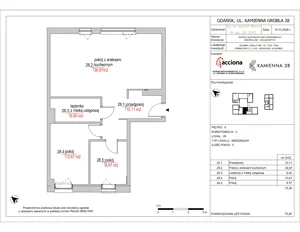 3 pokoje, mieszkanie 75,26 m², piętro 2, oferta nr 28.28, Kamienna 28, Gdańsk, Śródmieście, Dolne Miasto, ul. Kamienna Grobla 28