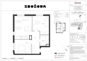 3 pokoje, apartament 70,08 m², piętro 3, oferta nr 67.20, Zbożowa, Gdynia, Cisowa, ul. Zbożowa