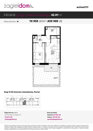 2 pokoje, mieszkanie 42,01 m², parter, oferta nr D-B3-LM-26, ActiveCity etap IV, Lublin, Wrotków, ul. Henryka Wolińskiego