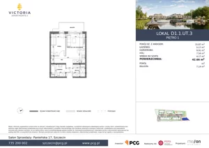3 pokoje, apartament 42,51 m², piętro 1, oferta nr D1.1.UT.3, Victoria Apartments II, Szczecin, Prawobrzeże, Dąbie, ul. Przestrzenna