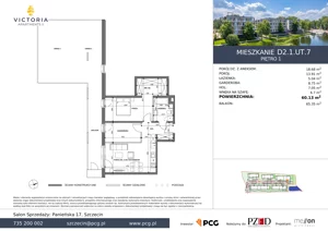 2 pokoje, apartament 60,92 m², piętro 1, oferta nr D2.1.UT.7, Victoria Apartments II, Szczecin, Prawobrzeże, Dąbie, ul. Przestrzenna