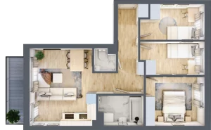 4 pokoje, mieszkanie 59,92 m², piętro 1, oferta nr A2/1/1, Accanto, Kiełczów, ul. Bawarska