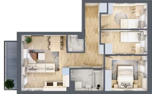 4 pokoje, mieszkanie 59,99 m², piętro 2, oferta nr A2/2/1, Accanto, Kiełczów, ul. Bawarska