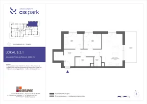 3 pokoje, mieszkanie 55,83 m², piętro 3, oferta nr B.3.1, Apartamenty Cis Park, Gdynia, Pustki Cisowskie-Demptowo, Pustki Cisowskie, ul. Chabrowa