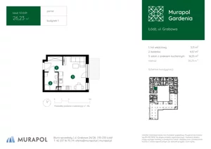 1 pokój, mieszkanie 25,36 m², piętro 4, oferta nr 1.D.4.11, Murapol Gardenia, Łódź, Górna, Górniak, ul. Grabowa