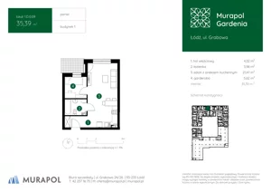 1 pokój, mieszkanie 35,39 m², parter, oferta nr 1.D.0.09, Murapol Gardenia, Łódź, Górna, Górniak, ul. Grabowa