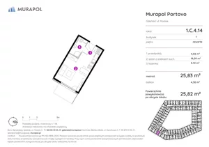 1 pokój, apartament inwestycyjny 25,82 m², piętro 4, oferta nr 1.C.4.14, Murapol Portovo, Gdańsk, Śródmieście, ul. Mostek