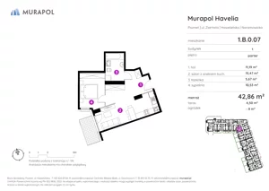 2 pokoje, mieszkanie 41,17 m², piętro 2, oferta nr 1.B.2.02, Murapol Havelia, Poznań, Winogrady, Stare Winogrady, ul. Ziarnista
