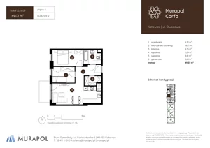 3 pokoje, mieszkanie 49,07 m², piętro 6, oferta nr 2.A.6.09, Murapol Corfa, Katowice, Wełnowiec-Józefowiec, Wełnowiec, ul. Owocowa