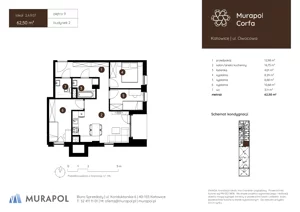 4 pokoje, mieszkanie 62,50 m², piętro 9, oferta nr 2.A.9.07, Murapol Corfa, Katowice, Wełnowiec-Józefowiec, Wełnowiec, ul. Owocowa