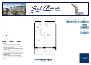 2 pokoje, mieszkanie 38,44 m², piętro 3, oferta nr L338, Bel Mare Home, Międzyzdroje, ul. Nowomyśliwska