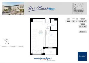 2 pokoje, mieszkanie 43,40 m², piętro 1, oferta nr AQUA-1-116 rynek wtórny, Bel Mare, Międzyzdroje, ul. Nowomyśliwska