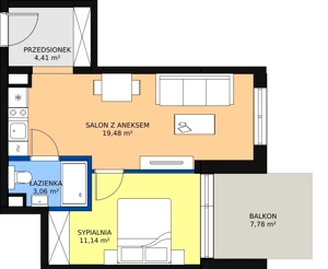2 pokoje, mieszkanie 38,43 m², parter, oferta nr F.102, Bel Mare, Międzyzdroje, ul. Nowomyśliwska