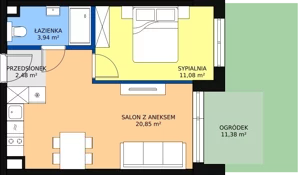 2 pokoje, mieszkanie 38,50 m², parter, oferta nr F.108, Bel Mare, Międzyzdroje, ul. Nowomyśliwska