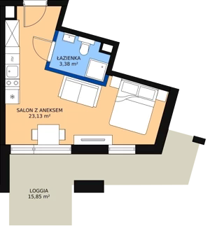 1 pokój, mieszkanie 26,36 m², parter, oferta nr F.126, Bel Mare, Międzyzdroje, ul. Nowomyśliwska