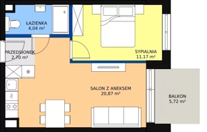 2 pokoje, mieszkanie 38,86 m², piętro 1, oferta nr F.212, Bel Mare, Międzyzdroje, ul. Nowomyśliwska