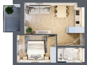 2 pokoje, mieszkanie 33,65 m², piętro 1, oferta nr L101, Bel Mare Home, Międzyzdroje, ul. Nowomyśliwska