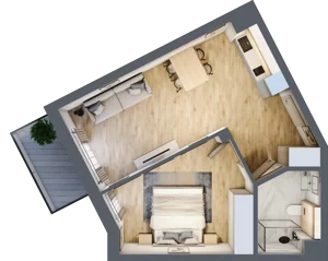 2 pokoje, mieszkanie 43,72 m², piętro 1, oferta nr L107, Bel Mare Home, Międzyzdroje, ul. Nowomyśliwska