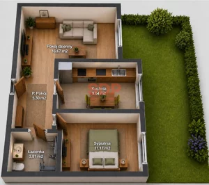 Mieszkanie dwupokojowe 46,59 m², Wrocław, Psie Pole-Zawidawie, Psie Pole, Lothara Herbsta, Sprzedaż