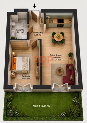 Mieszkanie dwupokojowe 40,80 m², Wrocław, Psie Pole-Zawidawie, Psie Pole, Lothara Herbsta, Sprzedaż