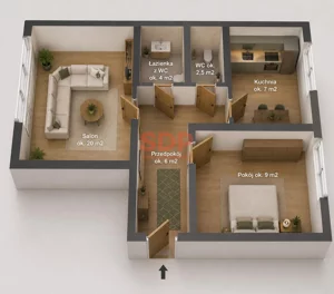 Mieszkanie dwupokojowe 48,10 m², Wrocław, Krzyki-Partynice, Krzyki, Powstańców Śląskich, Sprzedaż