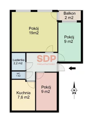 Mieszkanie trzypokojowe 57,00 m², Wrocław, Krzyki-Partynice, Krzyki, Zaolziańska, Sprzedaż