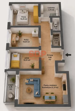 Mieszkanie czteropokojowe 69,51 m², Wrocław, Psie Pole-Zawidawie, Psie Pole, Lothara Herbsta, Sprzedaż