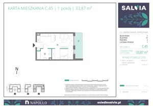 1 pokój, mieszkanie 33,87 m², parter, oferta nr C.45, Osiedle Salvia, Warszawa, Białołęka, Kobiałka, ul. Mańkowska