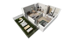 2 pokoje, mieszkanie 45,60 m², parter, oferta nr A.05, Osiedle Salvia, Warszawa, Białołęka, Kobiałka, ul. Mańkowska