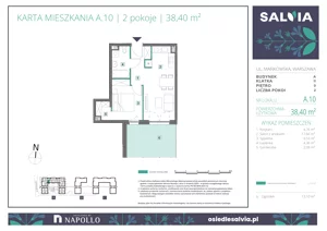 2 pokoje, mieszkanie 38,40 m², parter, oferta nr A.10, Osiedle Salvia, Warszawa, Białołęka, Kobiałka, ul. Mańkowska