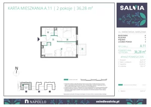 2 pokoje, mieszkanie 36,28 m², piętro 1, oferta nr A.11, Osiedle Salvia, Warszawa, Białołęka, Kobiałka, ul. Mańkowska