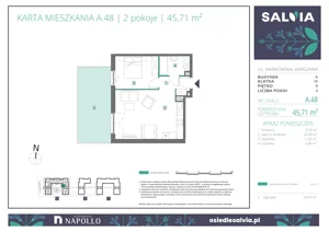 2 pokoje, mieszkanie 45,71 m², parter, oferta nr A.48, Osiedle Salvia, Warszawa, Białołęka, Kobiałka, ul. Mańkowska