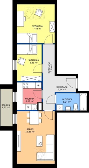 3 pokoje, mieszkanie 51,70 m², piętro 2, oferta nr A1 304, MOTTO Wojnów, Wrocław, Psie Pole-Zawidawie, Wojnów, ul. Strachocińska