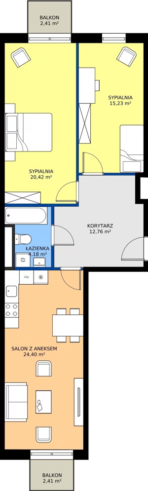 3 pokoje, mieszkanie 76,99 m², piętro 1, oferta nr C2 205, MOTTO Wojnów, Wrocław, Psie Pole-Zawidawie, Wojnów, ul. Strachocińska