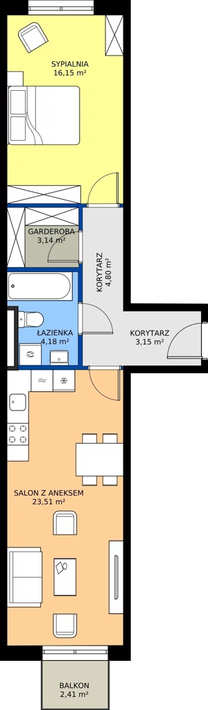 2 pokoje, mieszkanie 54,93 m², piętro 1, oferta nr C3 204 , MOTTO Wojnów, Wrocław, Psie Pole-Zawidawie, Wojnów, ul. Strachocińska