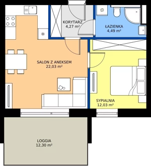 2 pokoje, apartament 42,82 m², piętro 2, oferta nr A218, Aparthotel Polanica Sport Resort, Polanica-Zdrój, ul. Górska