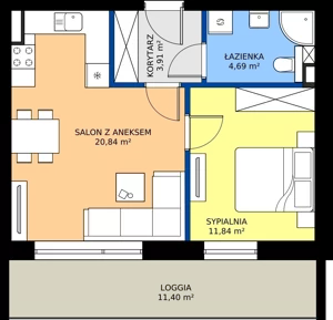 2 pokoje, apartament 41,28 m², parter, oferta nr A001, Aparthotel Polanica Sport Resort, Polanica-Zdrój, ul. Górska