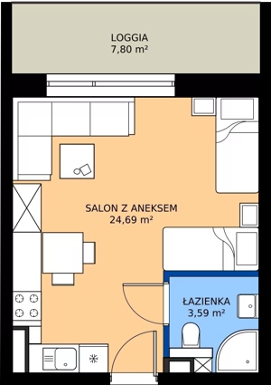 1 pokój, apartament 28,28 m², piętro 1, oferta nr A109, Aparthotel Polanica Sport Resort, Polanica-Zdrój, ul. Górska