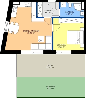 2 pokoje, apartament 48,80 m², parter, oferta nr A015, Aparthotel Polanica Sport Resort, Polanica-Zdrój, ul. Górska