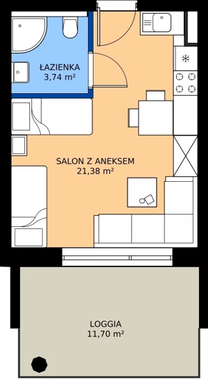 1 pokój, apartament 25,12 m², piętro 1, oferta nr A108, Aparthotel Polanica Sport Resort, Polanica-Zdrój, ul. Górska