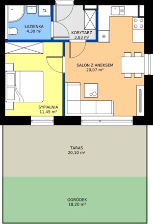 2 pokoje, apartament 39,65 m², parter, oferta nr A005, Aparthotel Polanica Sport Resort, Polanica-Zdrój, ul. Górska