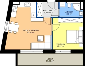 2 pokoje, apartament 48,80 m², piętro 1, oferta nr A115, Aparthotel Polanica Sport Resort, Polanica-Zdrój, ul. Górska